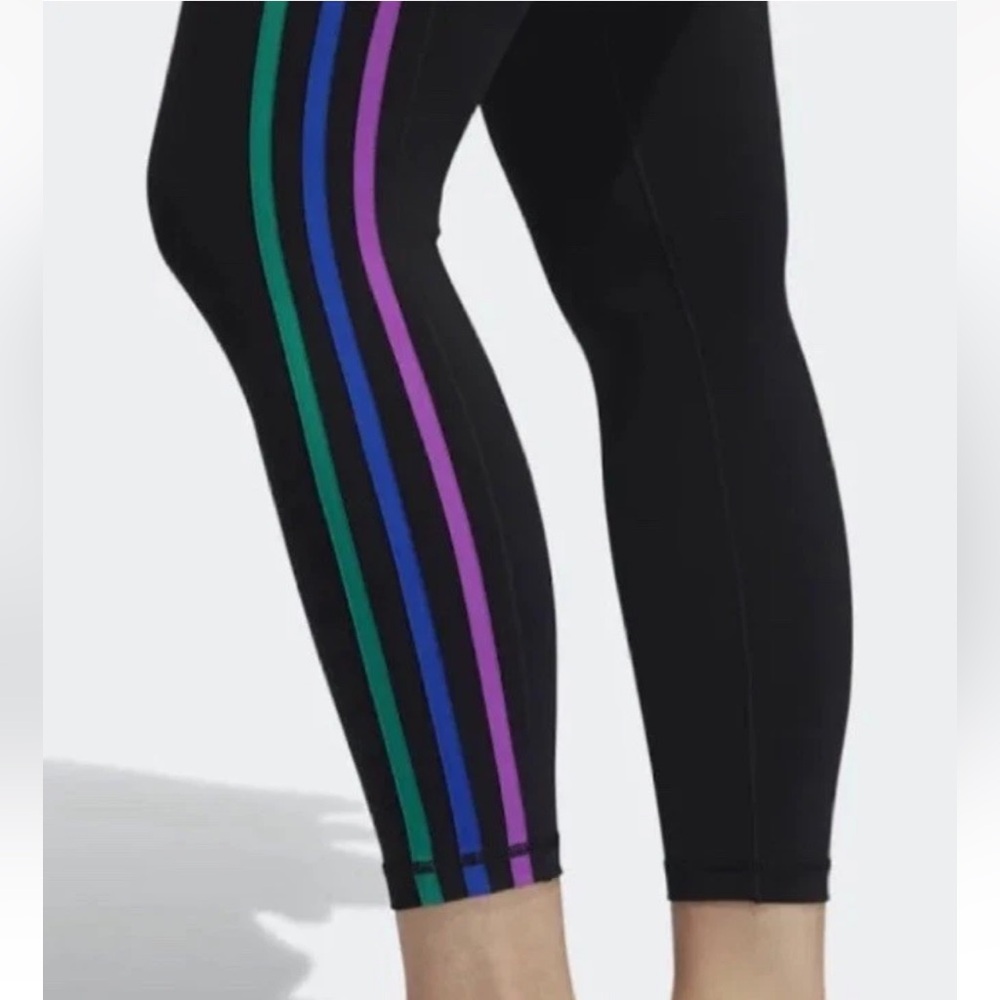 ADIDAS Pride Believe This 2.0 Leggings 1X 3-Stripes Rainbow 7/8 Length - Picture 8 of 14